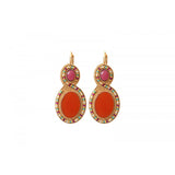 Boucles d'oreilles dormeuses fantaisie pierres dures - orange Orange multi