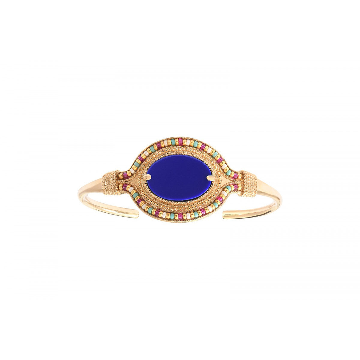 Bracelet jonc fin lapis lazuli - bleu Bleu multi