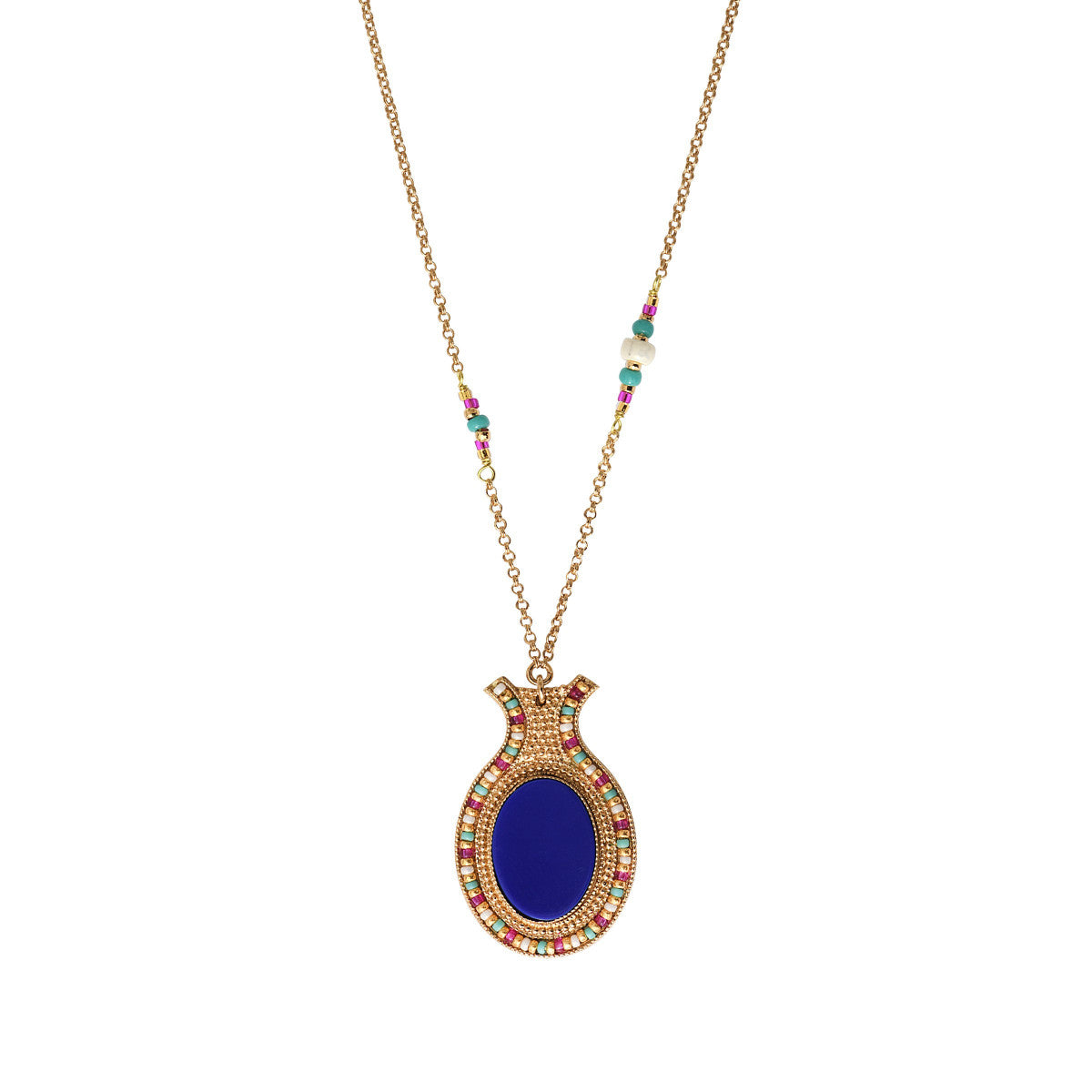 Collier pendentif réglable coloré lapis lazuli - bleu Bleu multi