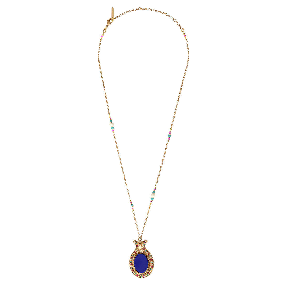 Collier pendentif réglable coloré lapis lazuli - bleu Bleu multi