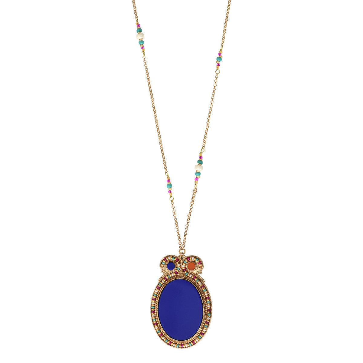 Collier pendentif réglable fantaisie lapis lazuli - bleu Bleu multi