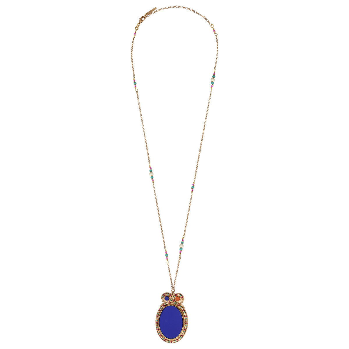 Collier pendentif réglable fantaisie lapis lazuli - bleu Bleu multi