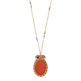 Collier pendentif réglable solaire cornaline reconstituée - orange Orange multi