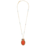 Collier pendentif réglable solaire cornaline reconstituée - orange Orange multi