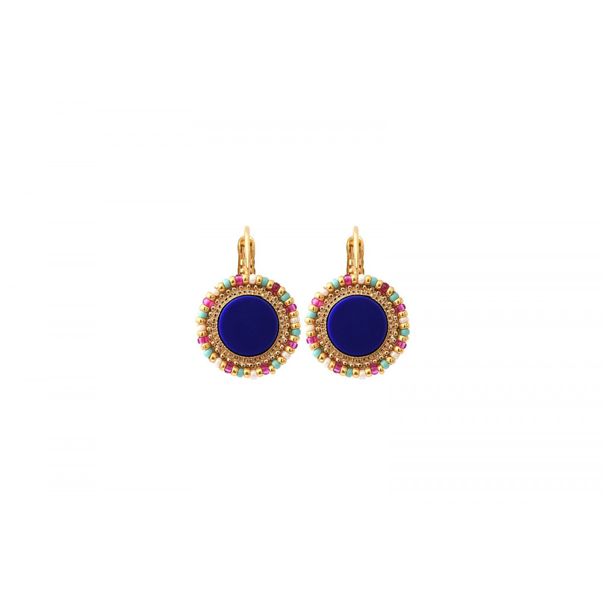 Boucles d'oreilles dormeuses perles - bleu Bleu multi
