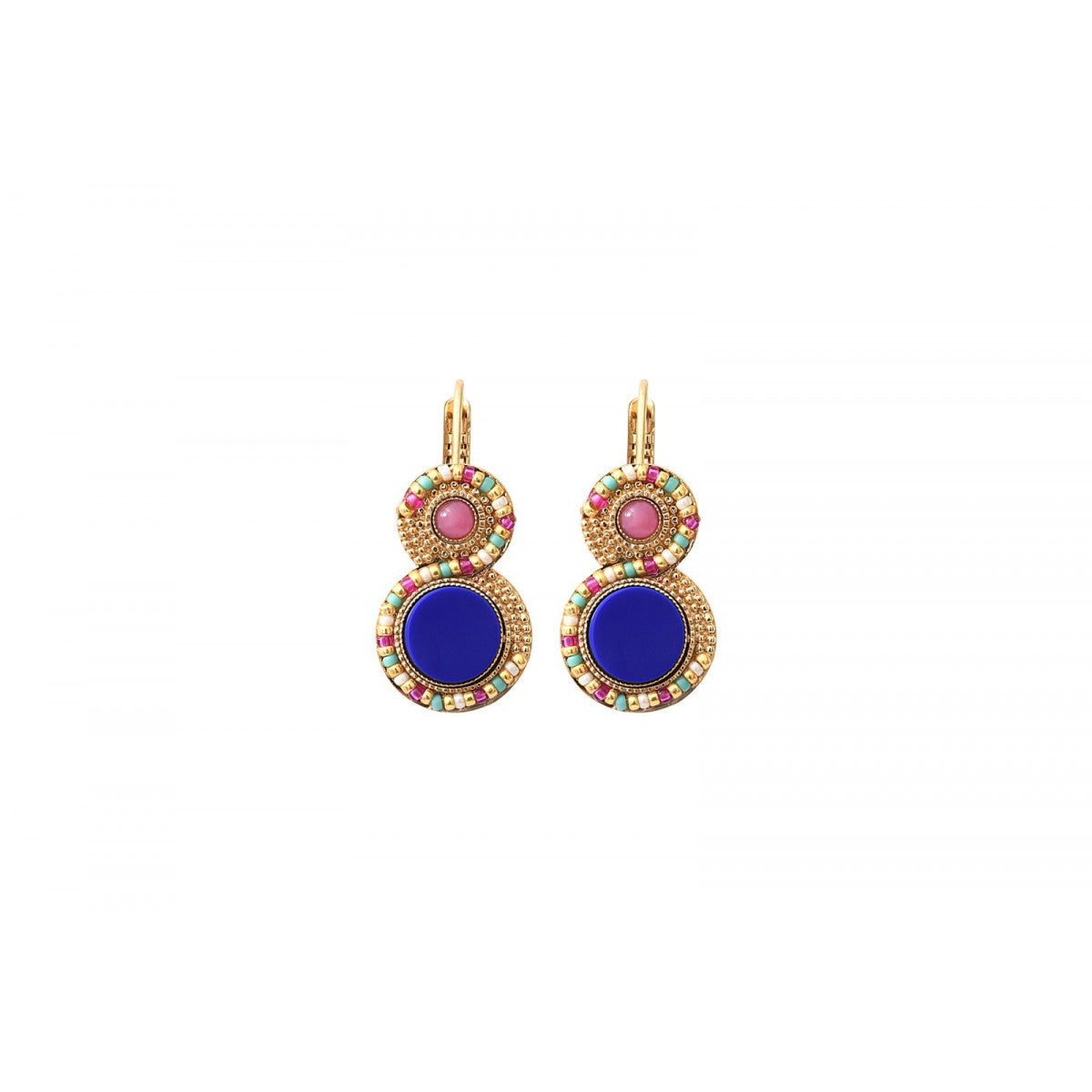 Boucles d'oreilles dormeuses chics perles - bleu Bleu multi