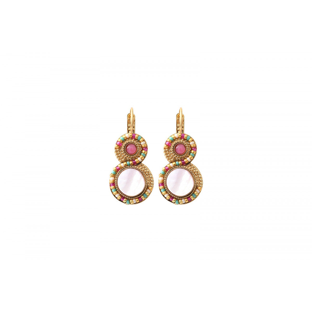Boucles d'oreilles dormeuses nacre - blanc Nacre multi