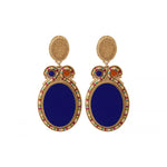 Grosses boucles d'oreilles clips perles - bleu Bleu multi