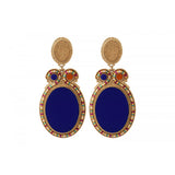 Grosses boucles d'oreilles clips perles - bleu Bleu multi
