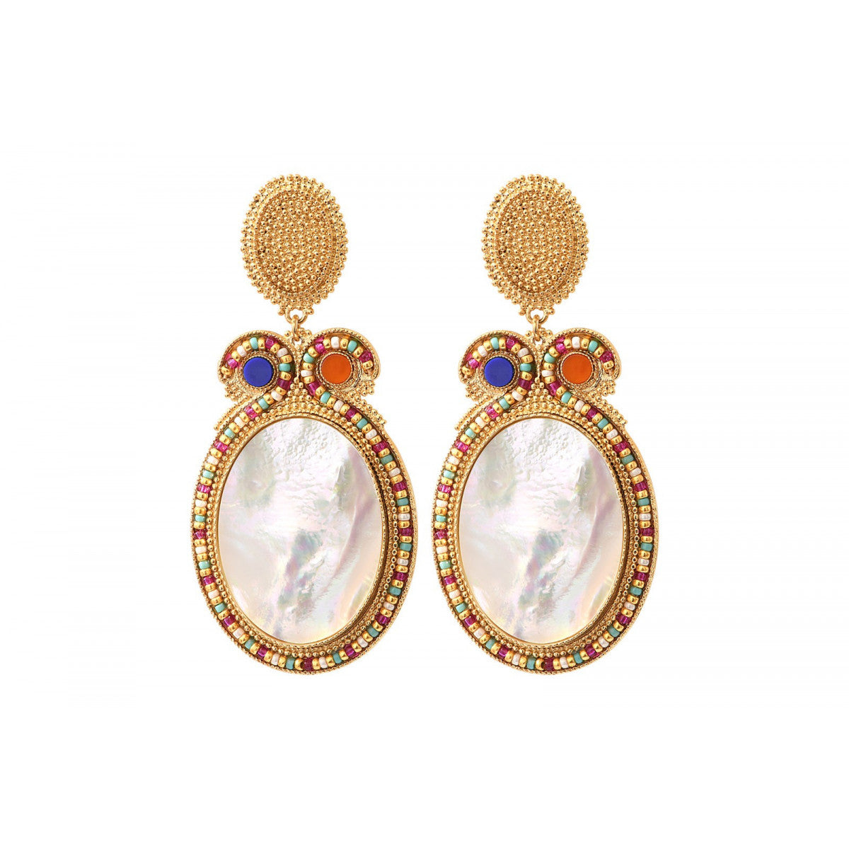 Grosses boucles d'oreilles clips élégantes - nacre Nacre multi