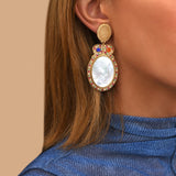 Grosses boucles d'oreilles clips élégantes - nacre Nacre multi