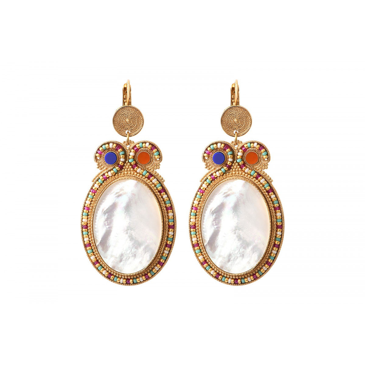 Boucles d'oreilles dormeuses sophistiquées nacre Nacre multi