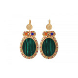 Boucles d'oreilles dormeuses festives perles - vert Vert multi