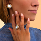 Boucles d'oreilles clips classiques cabochon - blanc Blanc