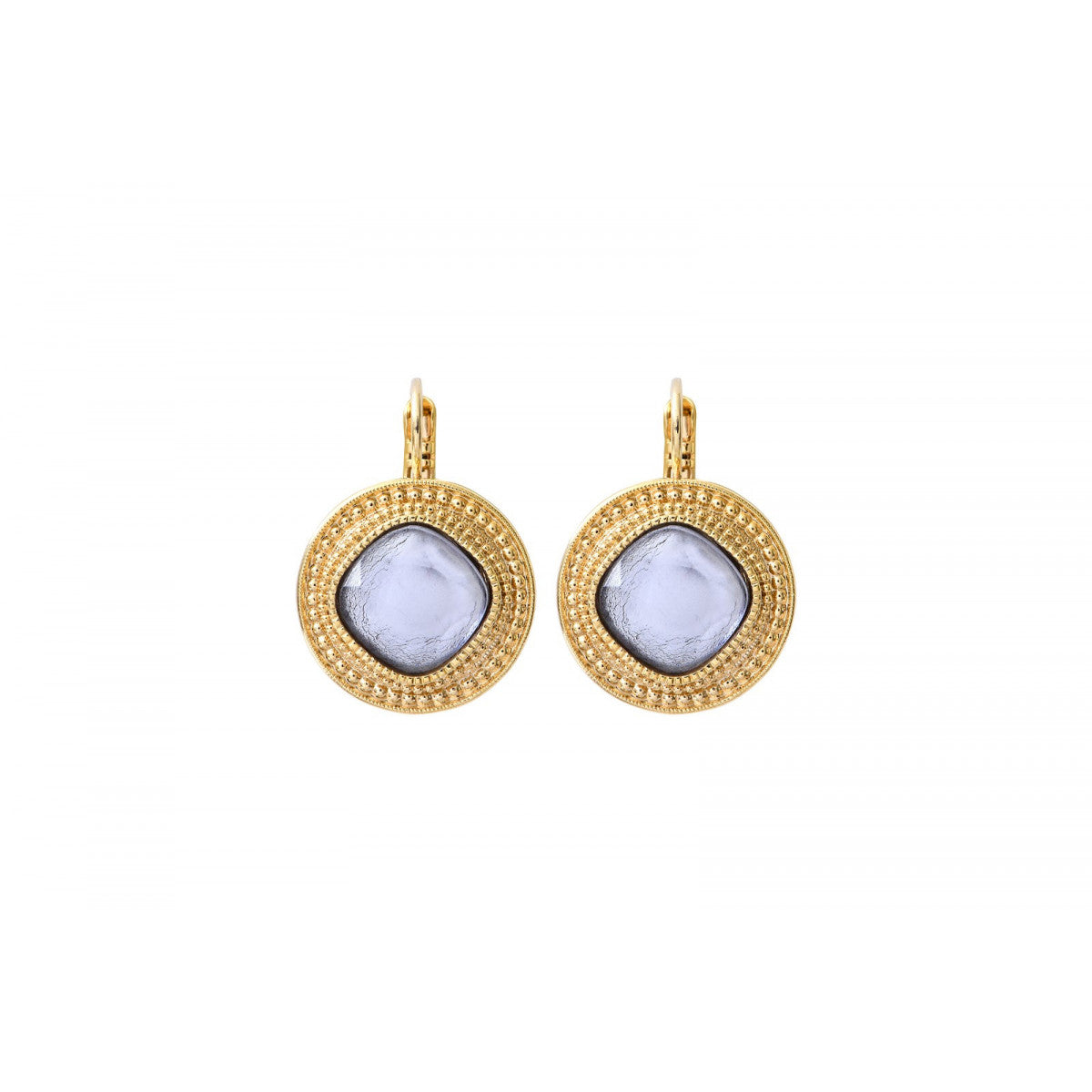 Boucles d'oreilles dormeuses cabochon LOUISE - blanc Blanc