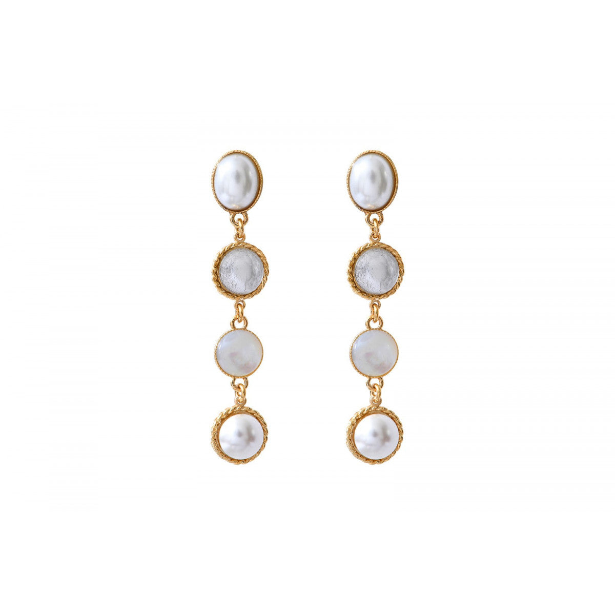 Boucles d'oreilles percées modernes nacre - blanc Blanc