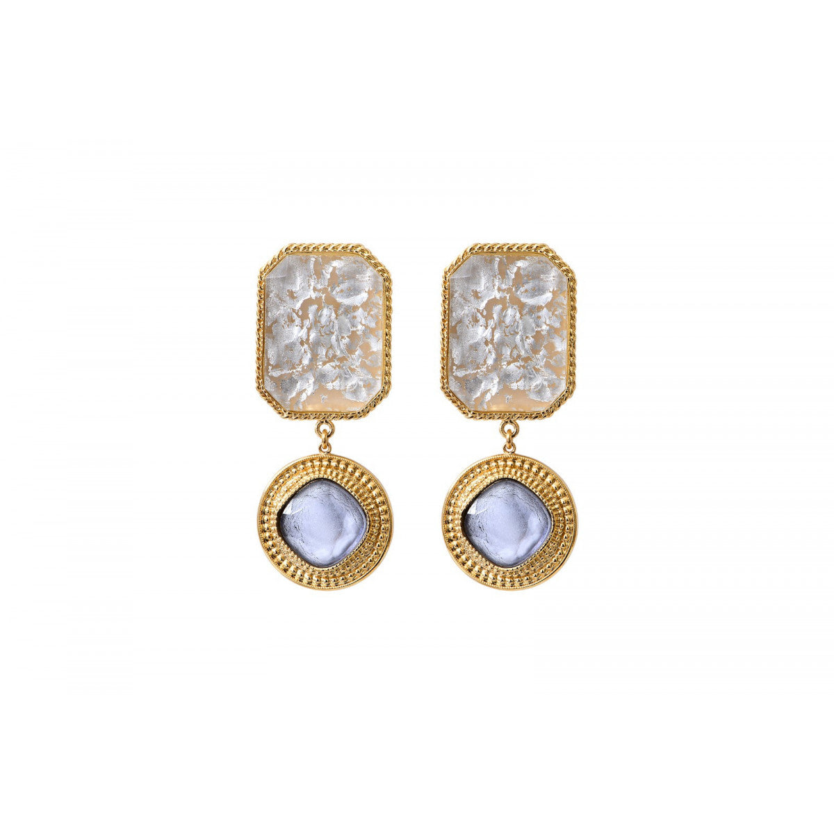 Boucles d'oreilles clips cabochons - blanc Blanc