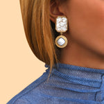 Boucles d'oreilles clips cabochons - blanc Blanc