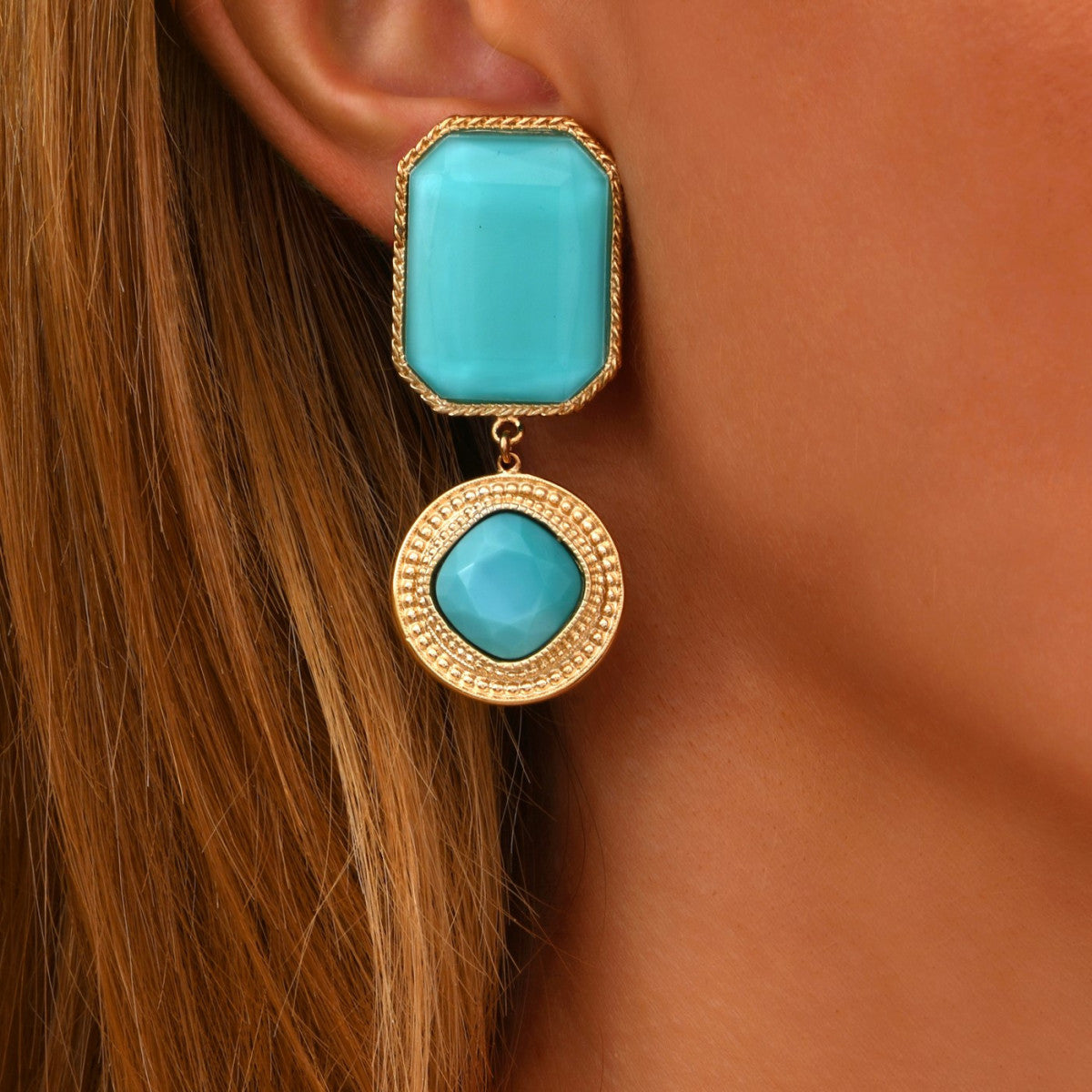 Boucles d'oreilles clips cabochons - turquoise Turquoise