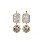Boucles d'oreilles dormeuses cabochons - blanc Blanc