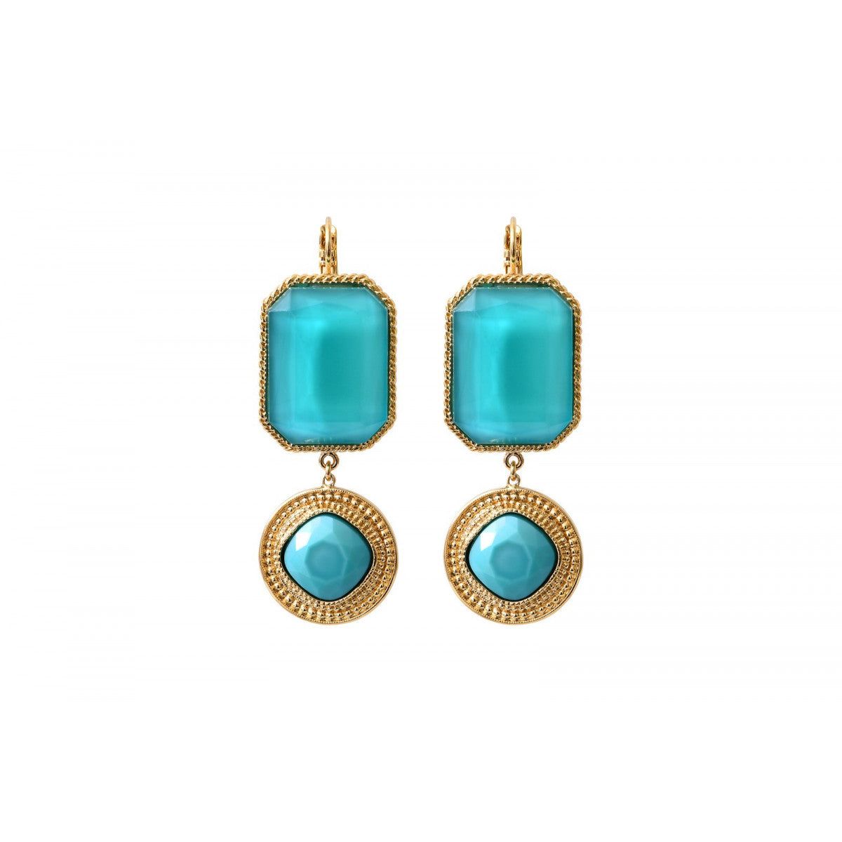 Boucles d'oreilles dormeuses cabochons - turquoise Turquoise