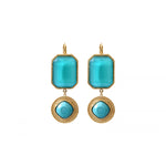Boucles d'oreilles dormeuses cabochons - turquoise Turquoise