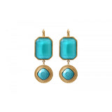 Boucles d'oreilles dormeuses cabochons - turquoise Turquoise