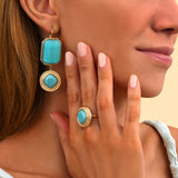 Boucles d'oreilles dormeuses cabochons - turquoise Turquoise