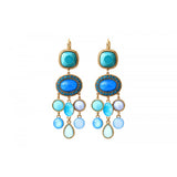 Boucles d'oreilles dormeuses chic cristaux cabochons - turquoise Turquoise