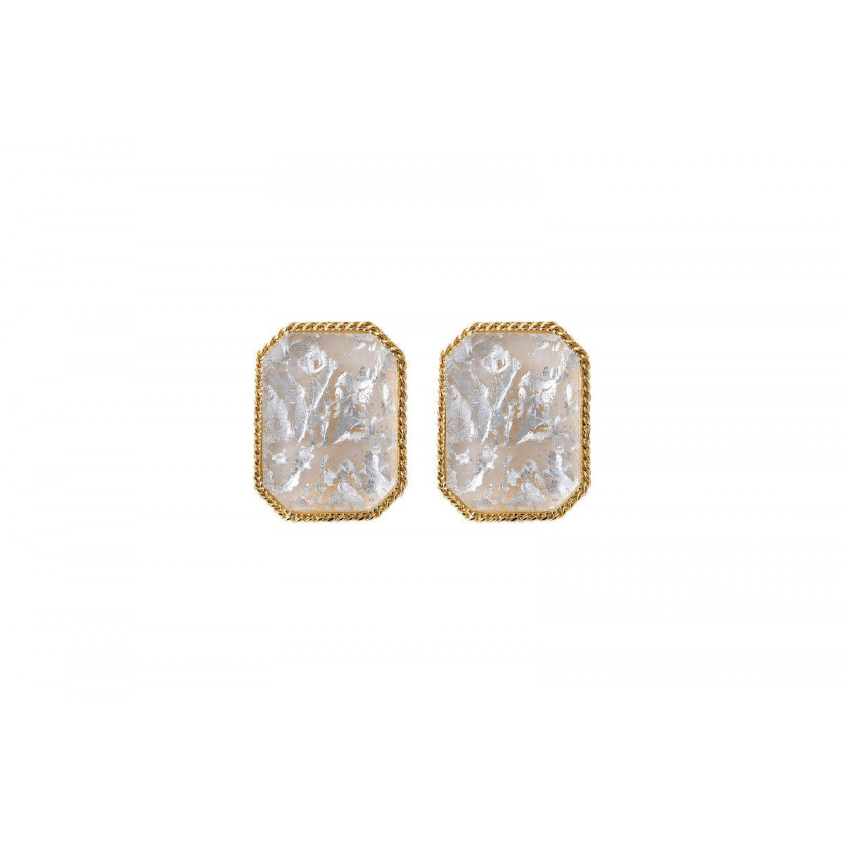 Boucles d'oreilles clips cabochon - blanc Blanc