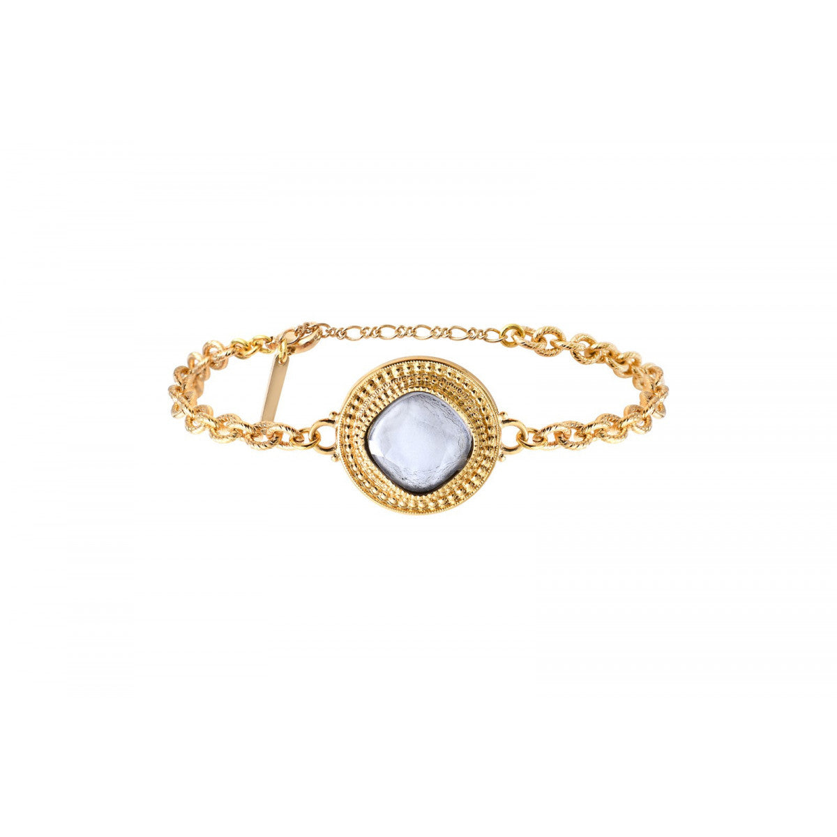 Bracelet fin ajustable chic cabochon - blanc Blanc