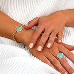 Bracelet fin ajustable tendance cabochon - turquoise Turquoise