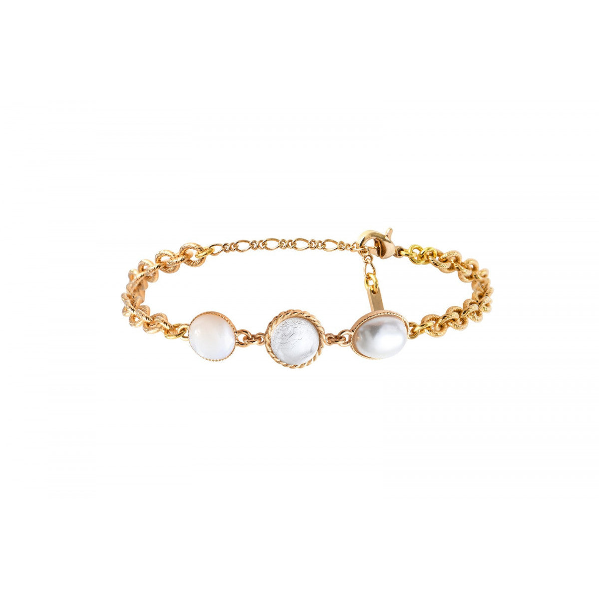 Bracelet fin ajustable trio cabochons - blanc Blanc