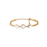 Bracelet fin ajustable trio cabochons - blanc Blanc
