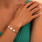 Bracelet fin ajustable trio cabochons - blanc Blanc