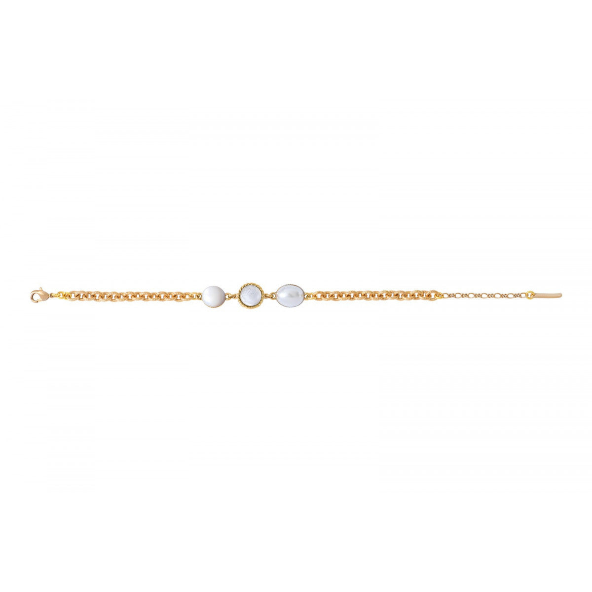 Bracelet fin ajustable trio cabochons - blanc Blanc
