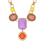 Collier plastron cabochons strass - rose Rouge