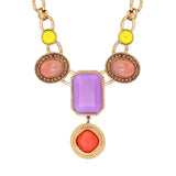 Collier plastron cabochons strass - rose Rouge
