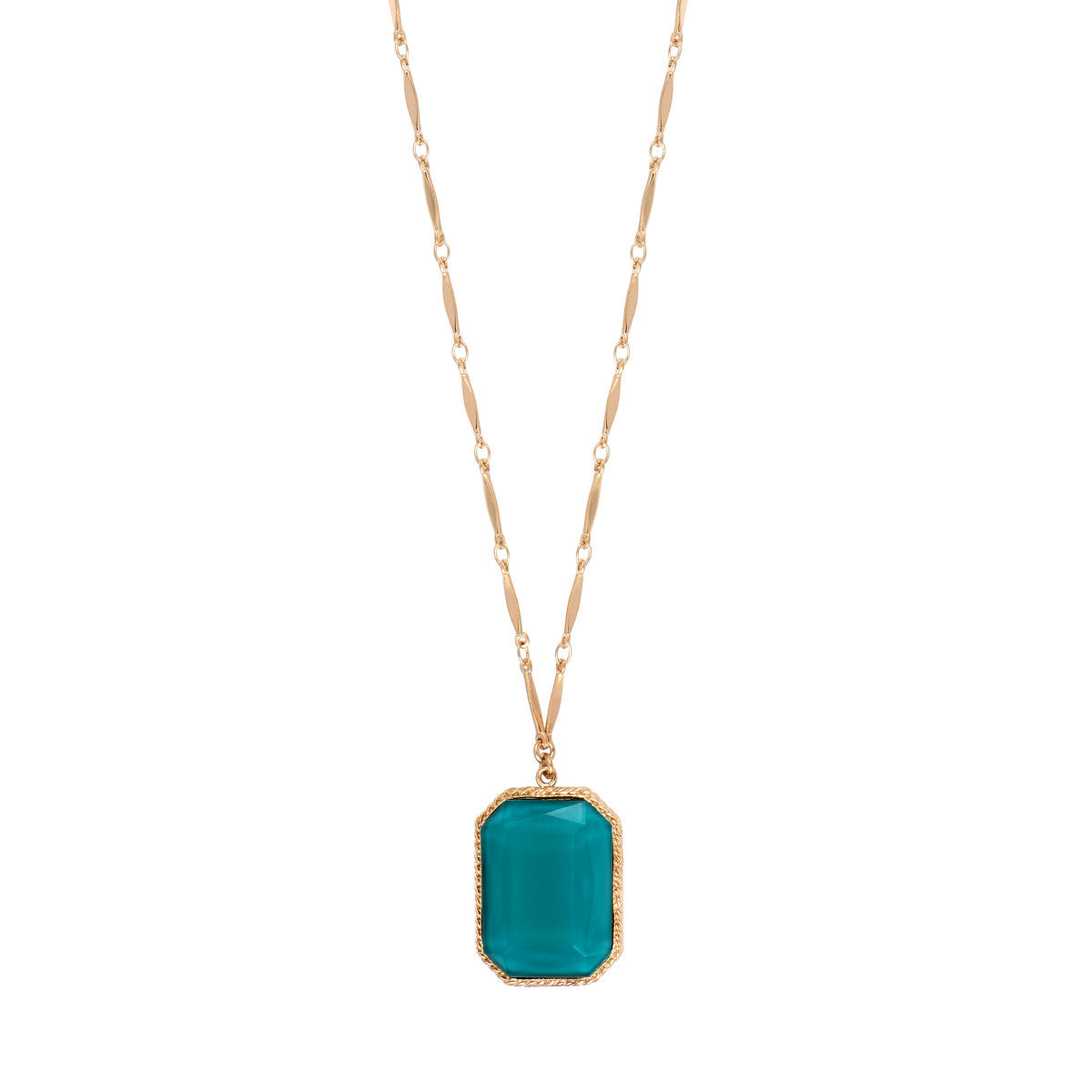 Collier pendentif réglable cabochon - vert Bleu