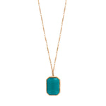 Collier pendentif réglable cabochon - vert Bleu