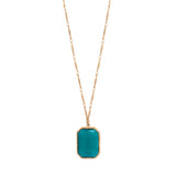 Collier pendentif réglable cabochon - vert Bleu