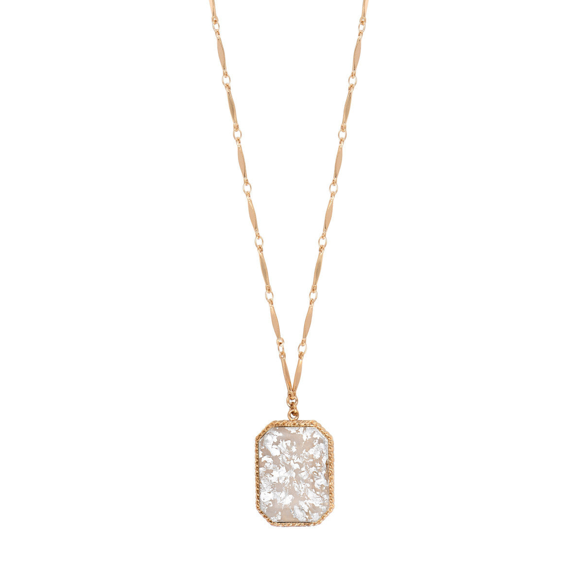 Collier pendentif réglable cabochon LOUISE - blanc Blanc
