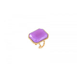 Bague ajustable cabochon taille émeraude - rose Rouge