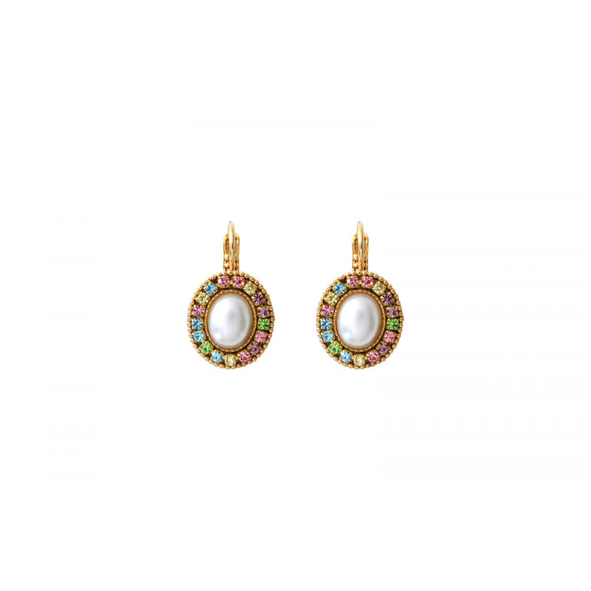 Boucles d'oreilles dormeuses romantiques cristaux - blanc Blanc