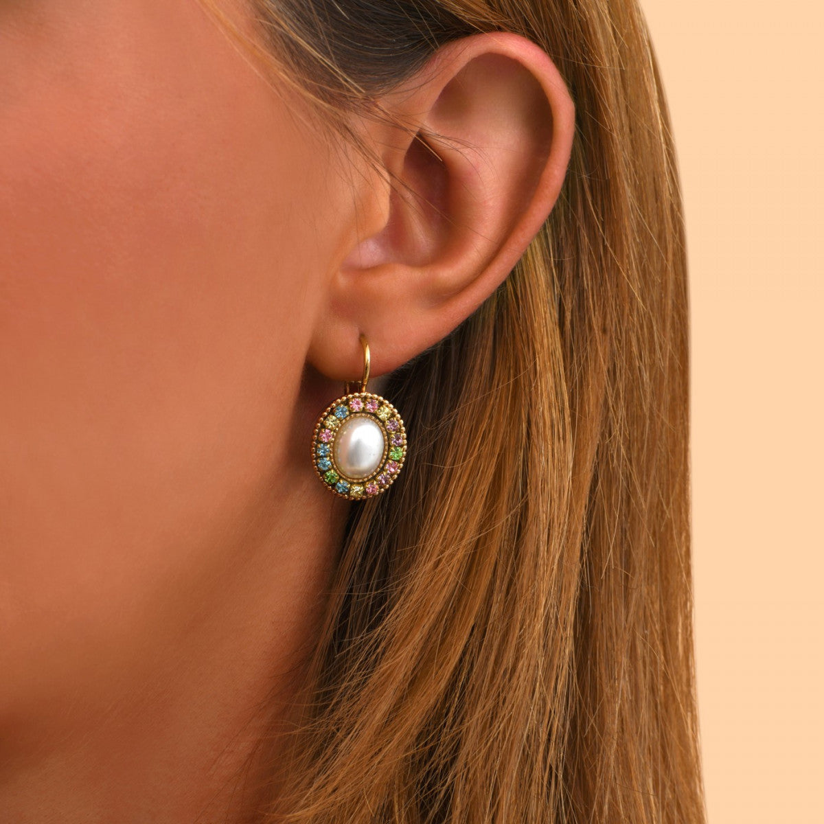 Boucles d'oreilles dormeuses romantiques cristaux - blanc Blanc