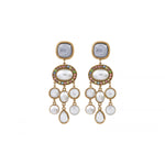 Boucles d'oreilles pendantes cristaux nacre - blanc Blanc