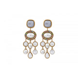 Boucles d'oreilles pendantes cristaux nacre - blanc Blanc
