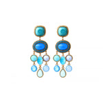 Boucles d'oreilles pendantes cristaux cabochons - turquoise Turquoise