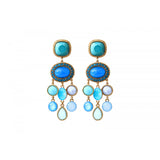 Boucles d'oreilles pendantes cristaux cabochons - turquoise Turquoise