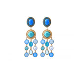 Boucles d'oreilles clips colorées cristaux cabochons - turquoise Turquoise